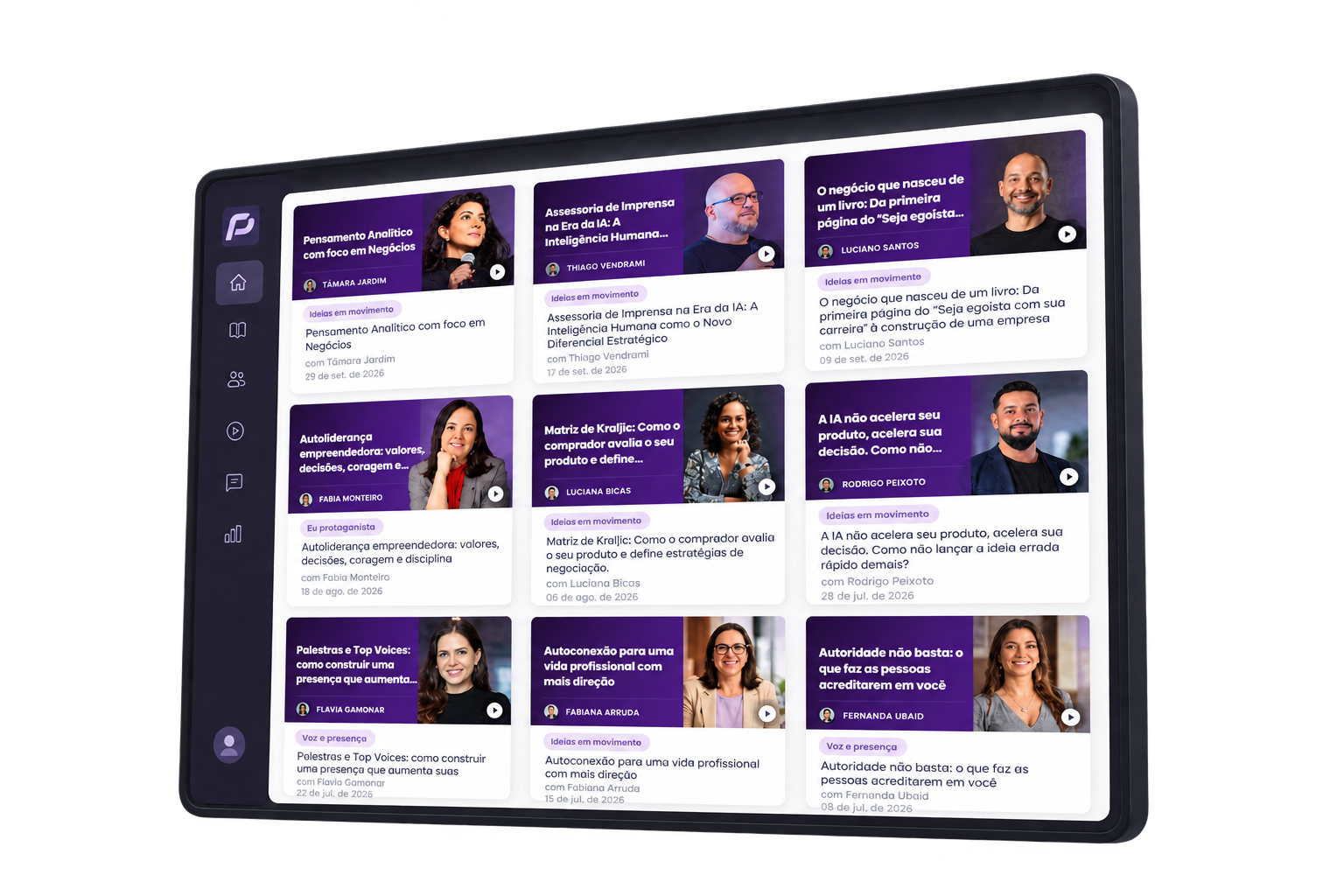 Painel da plataforma PTGA